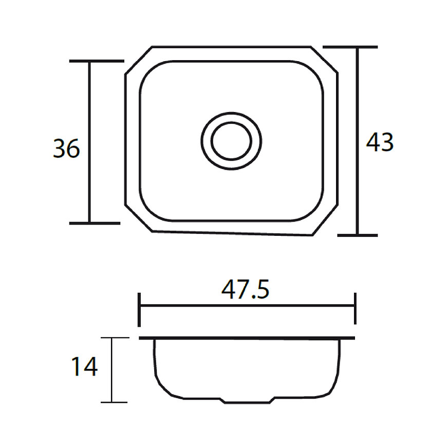 Tarja Sencilla Submontar EB Técnica MS100 Acero Inox Satinado.