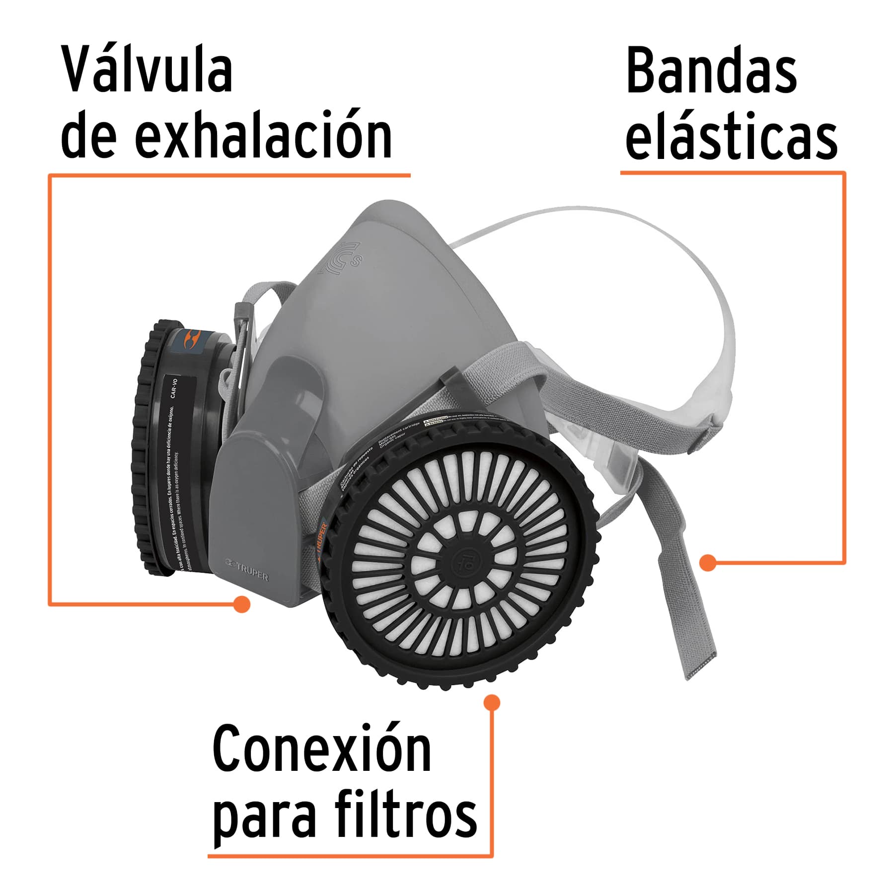 Mascarilla careta con respirador profesional incluye cartuchos para vapores organicos Nom-10-Stps.