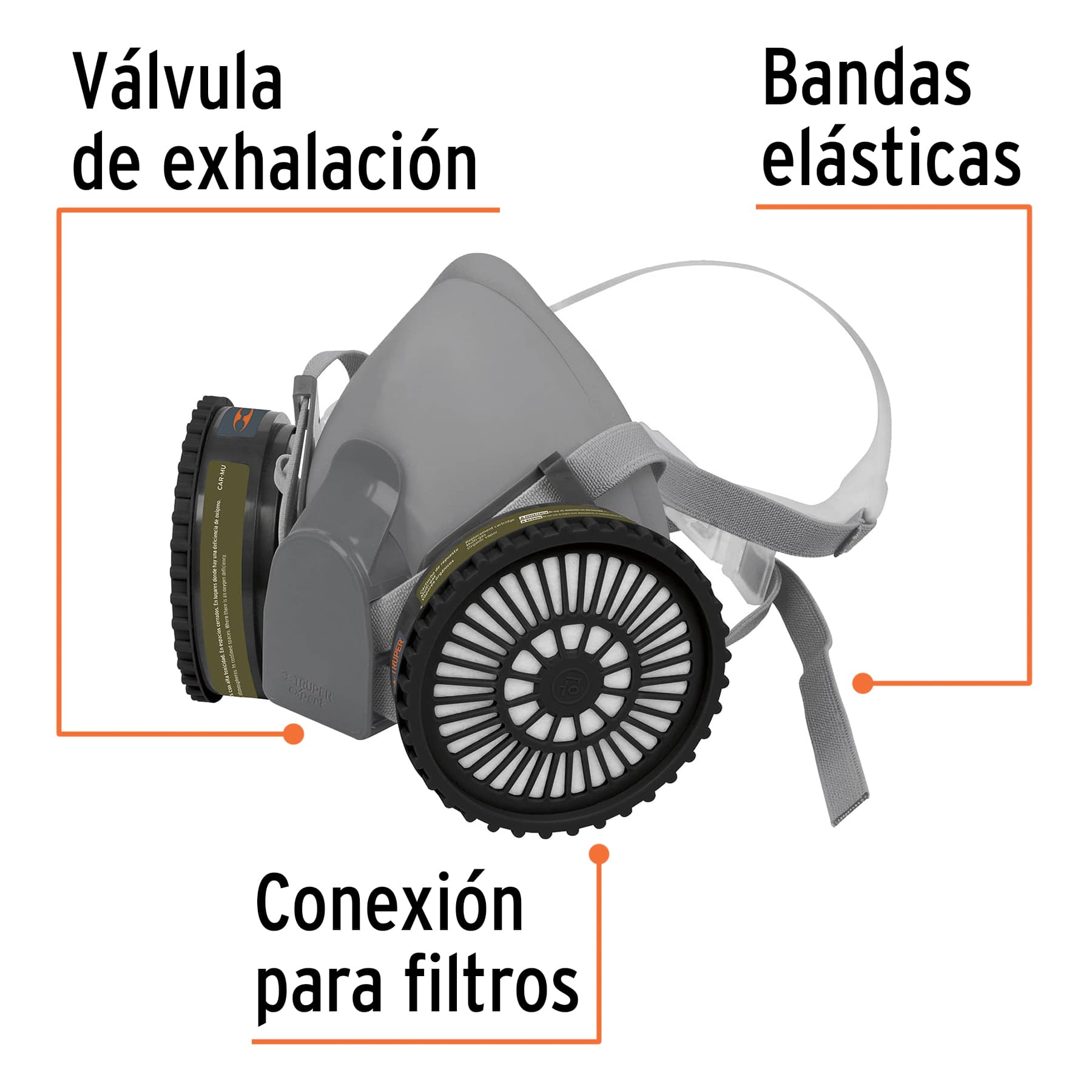 Mascarilla careta respirador profesional con cartuchos multigas vapores organicos Nom-10-stps.