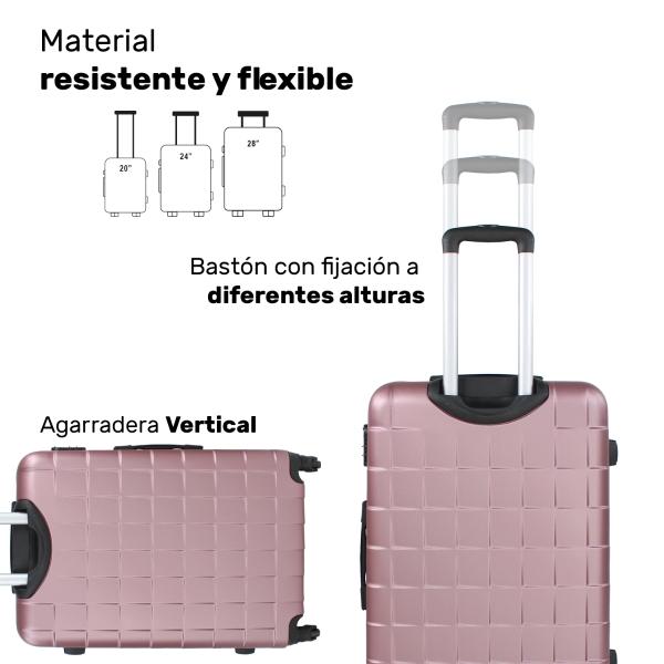 Juego Kit 3 Maletas Viaje Ultra Resistente 4 Ruedas 360 Rosa