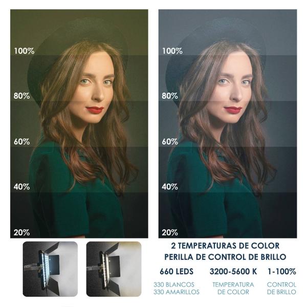 Lampara 660 Luces Led Bicolor 4260 Lumen 3200 5600k Portatil Fotografia Iluminación Audiotek