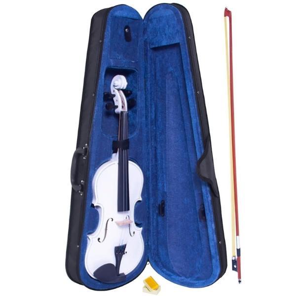 Violin Profesional  4/4 Principiante Blanco Incluye Cuerda Brea Estuche