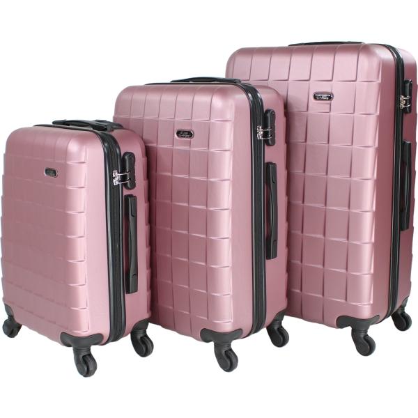 Juego Kit 3 Maletas Viaje Ultra Resistente 4 Ruedas 360 Rosa