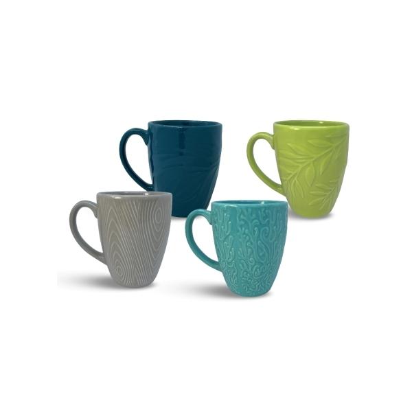 Juego de 4 tazas ceramica, corona