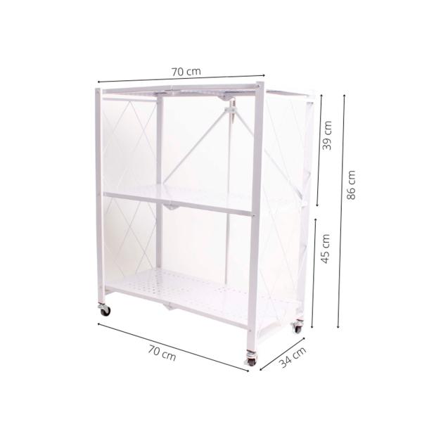 Estante Organizador Plegable Seguro De 3 Niveles Metálico BLANCO.