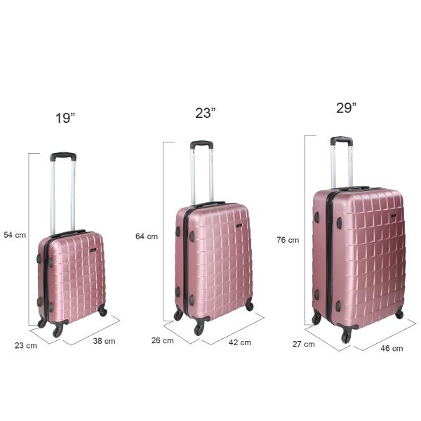 Juego Kit 3 Maletas Viaje Ultra Resistente 4 Ruedas 360 Rosa