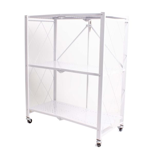 Estante Organizador Plegable Seguro De 3 Niveles Metálico BLANCO.