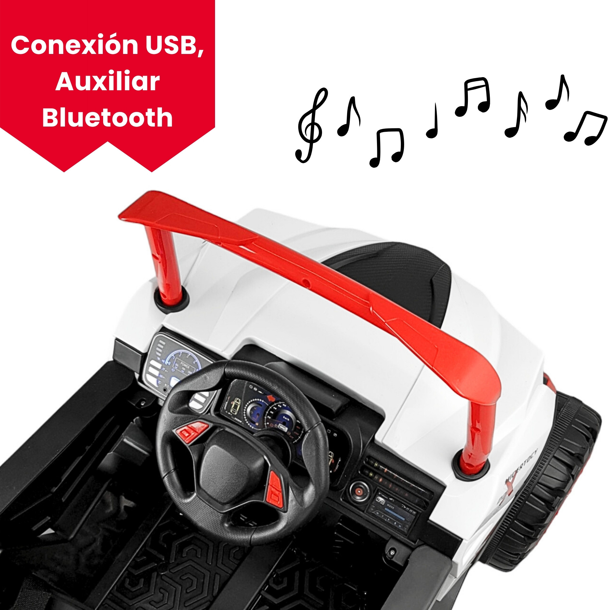 Montable Electrico para Niños Coche con Control Remoto Luz Led 12v - Rojo.