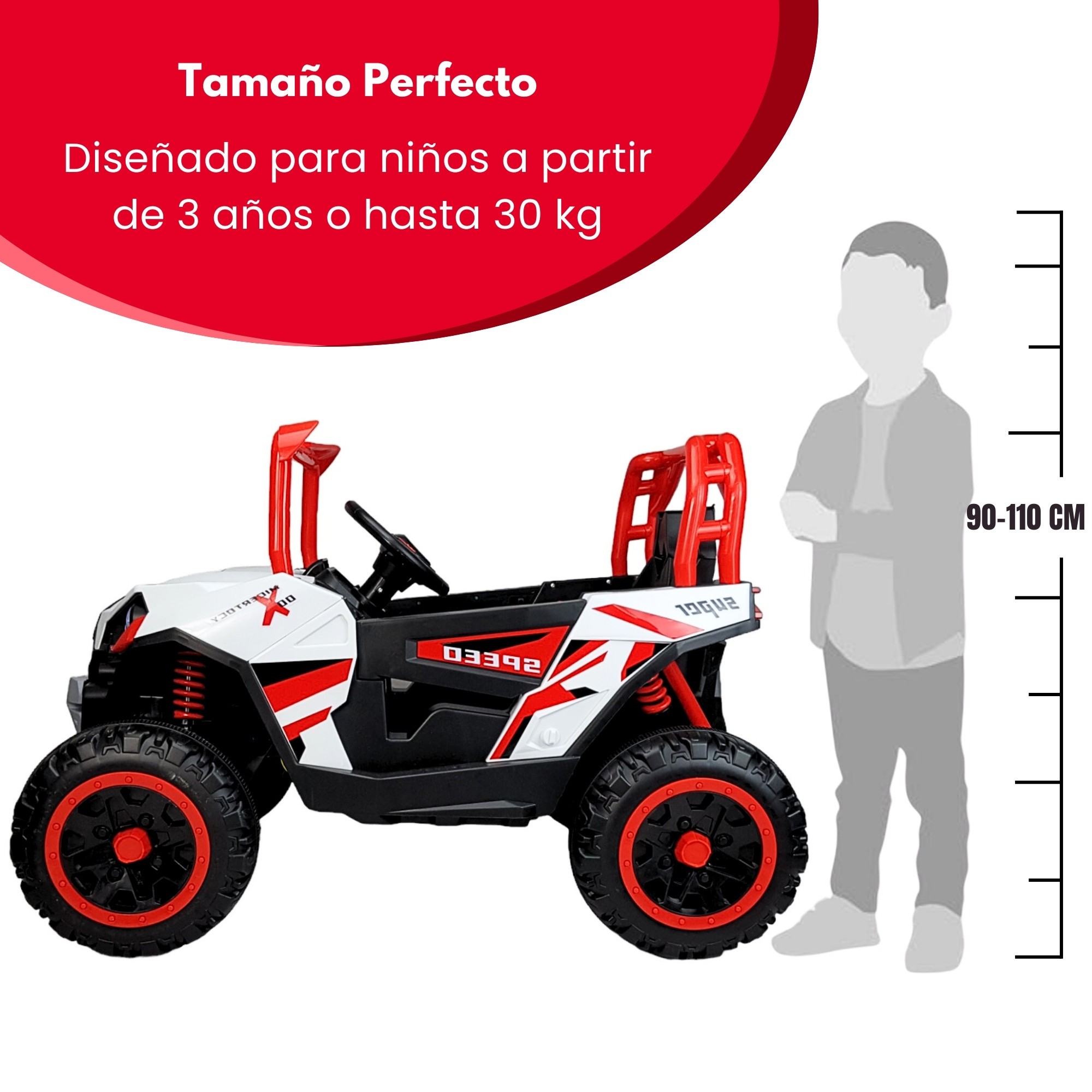 Montable Electrico para Niños Coche con Control Remoto Luz Led 12v - Rojo.