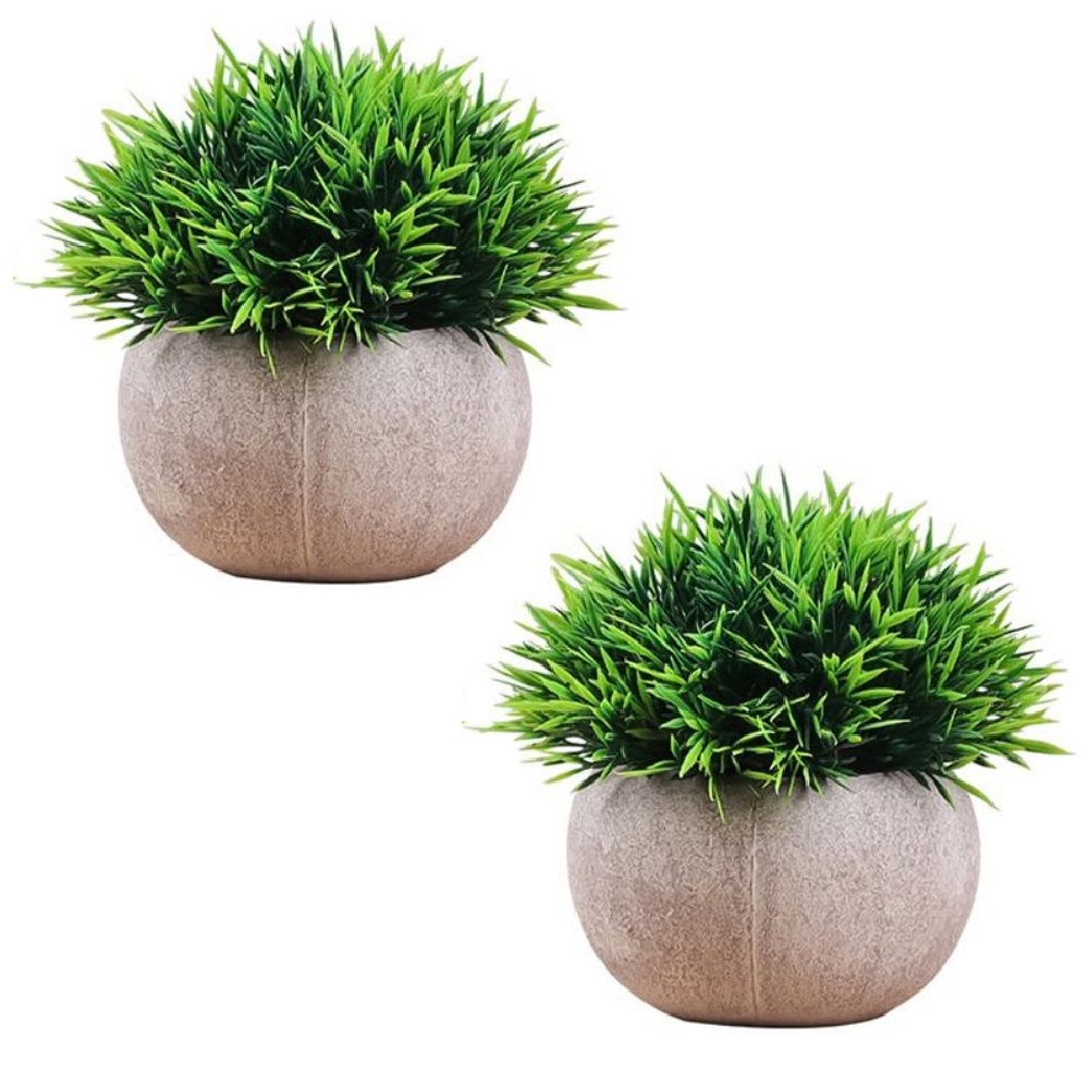 2 Plantas Artificiales Con Maceta Decoración Hogar Verde ModE.