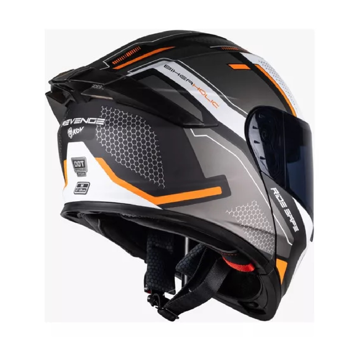 Casco Naranja/ Gris Para Moto Color Naranja  L (59-60 cm).