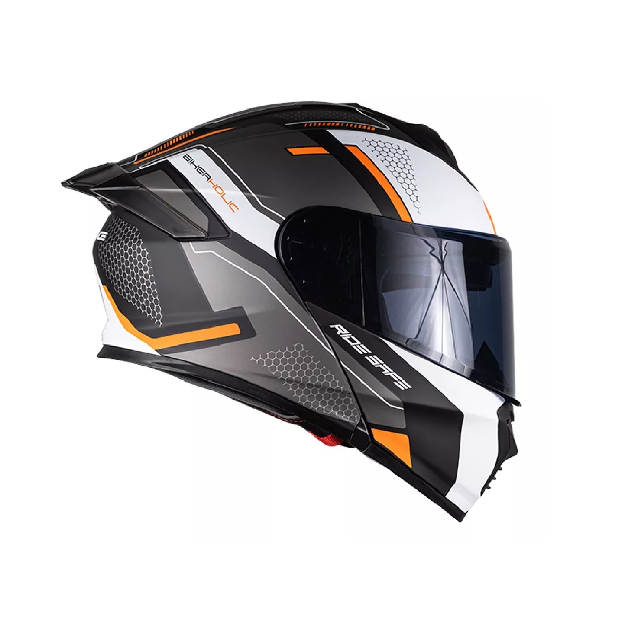 Casco Naranja/ Gris Para Moto Color Naranja  L (59-60 cm).