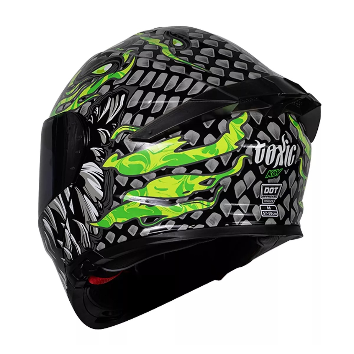 Casco Toxic Escamas Para Moto Color Gris oscuro L 59-60 cm.