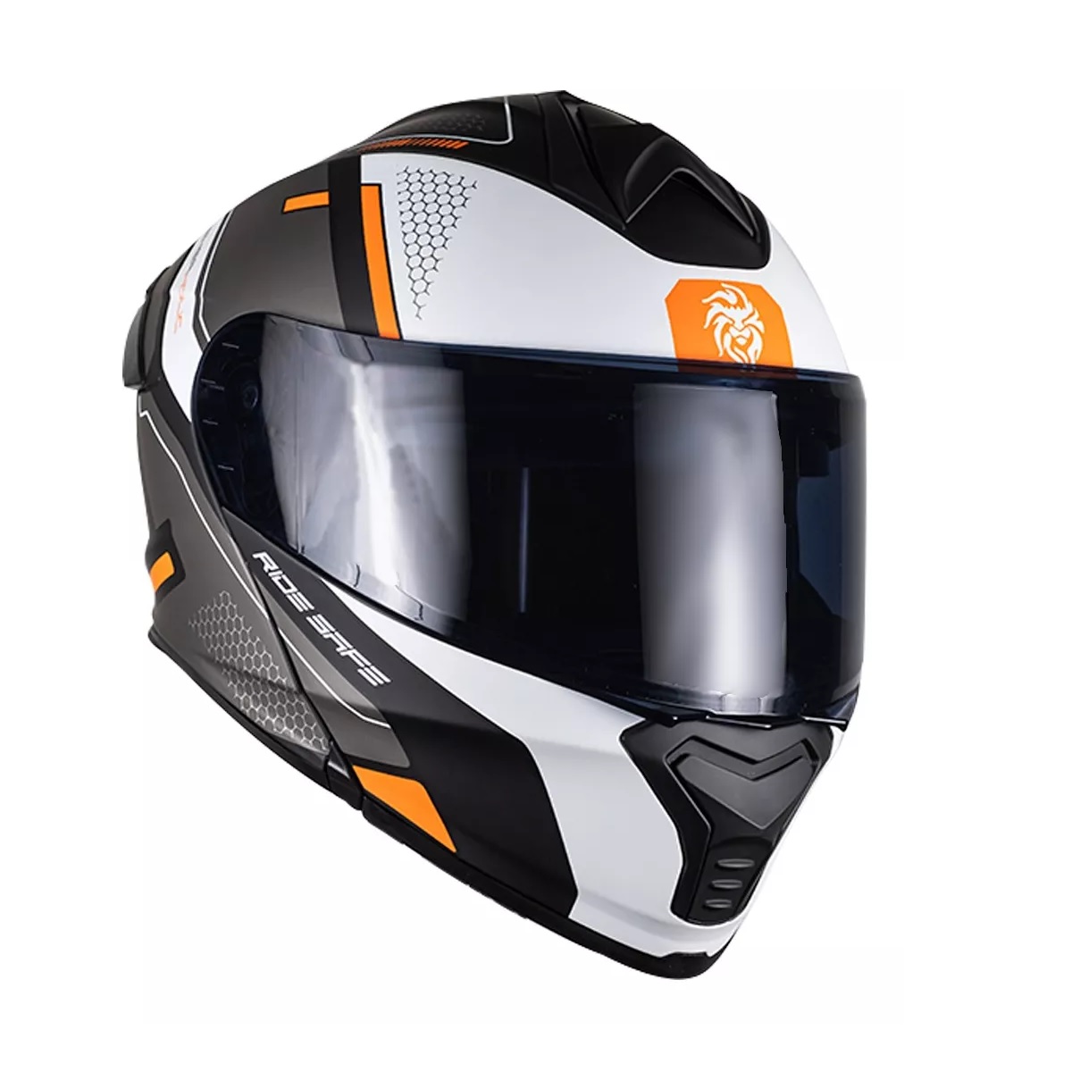 Casco Naranja/ Gris Para Moto Color Naranja  L (59-60 cm).