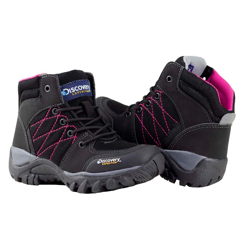 Botas Negras Para Niña Camping Aventura Discovery 11962 Gris Ros Outdoor.