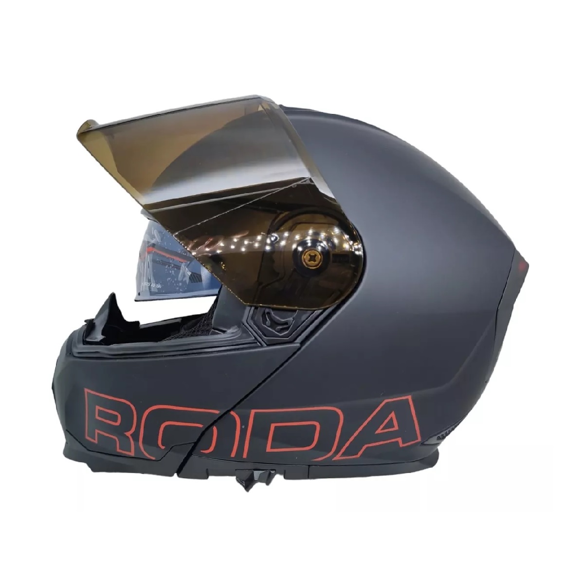 Casco Roda Revenge Pro Abatible Dot Negro Mate Con Luz Led L.