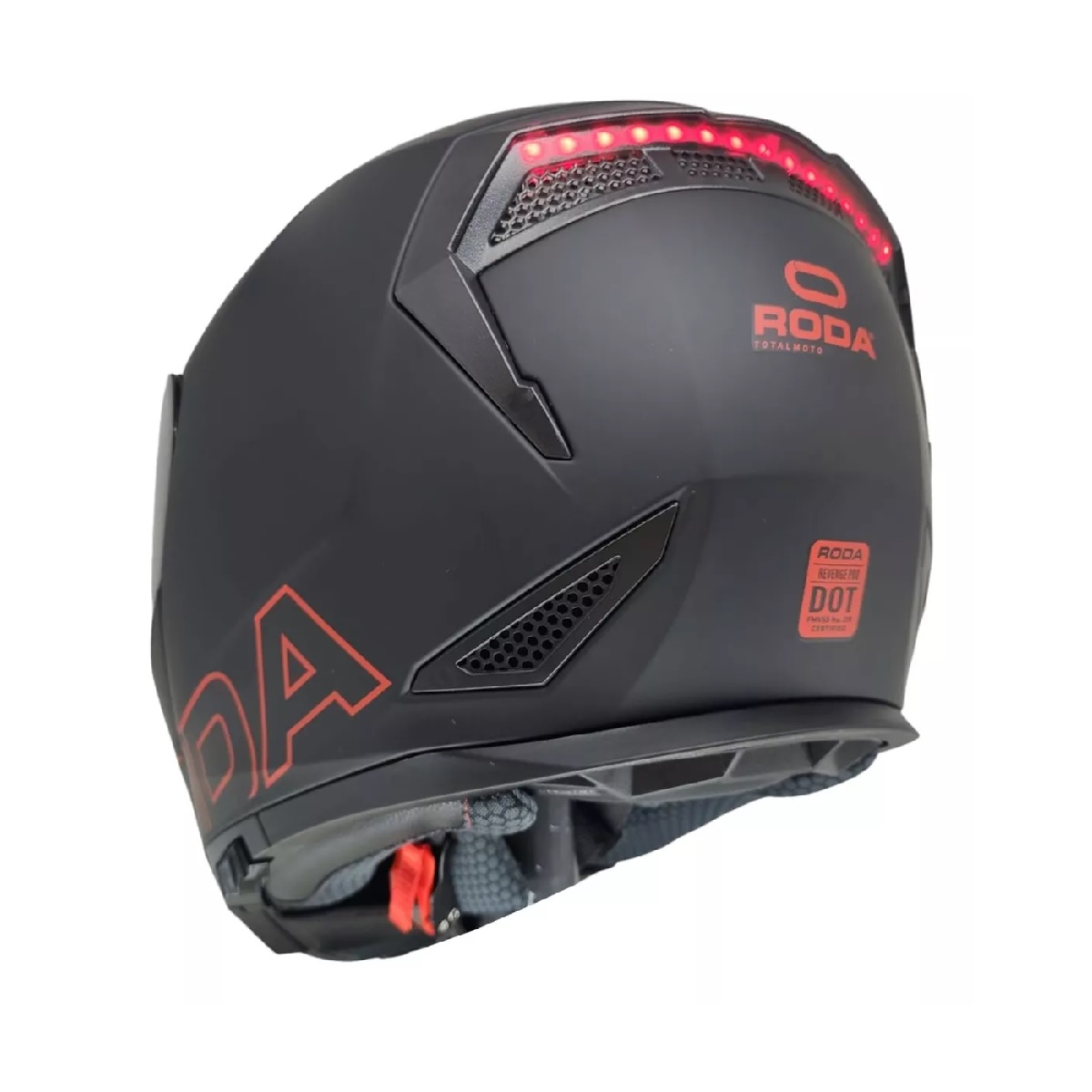 Casco Roda Revenge Pro Abatible Dot Negro Mate Con Luz Led L.