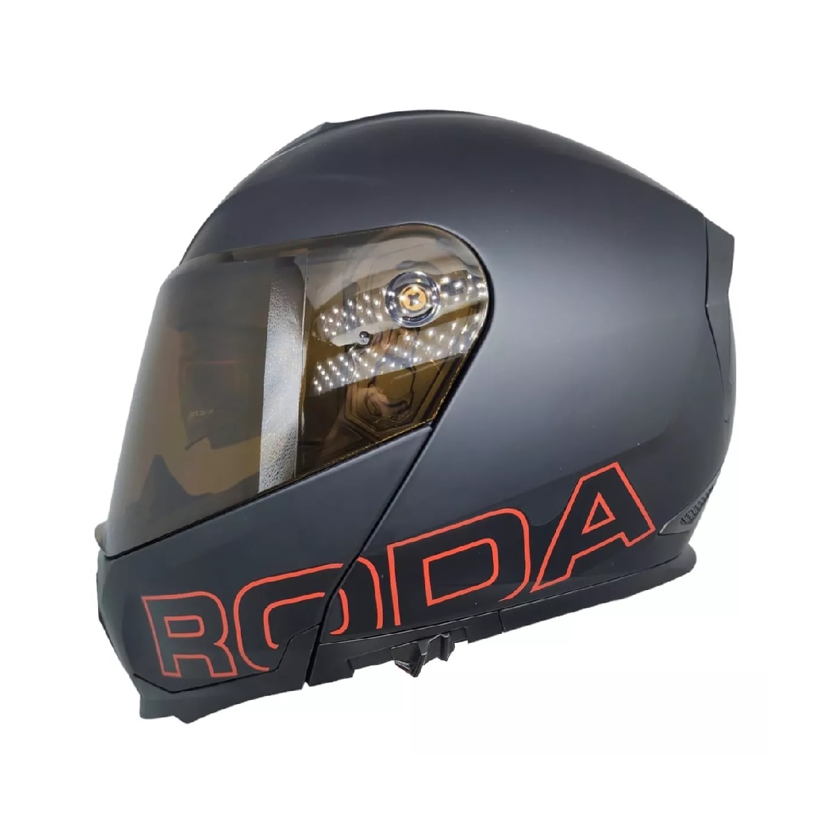 Casco Roda Revenge Pro Abatible Dot Negro Mate Con Luz Led L.
