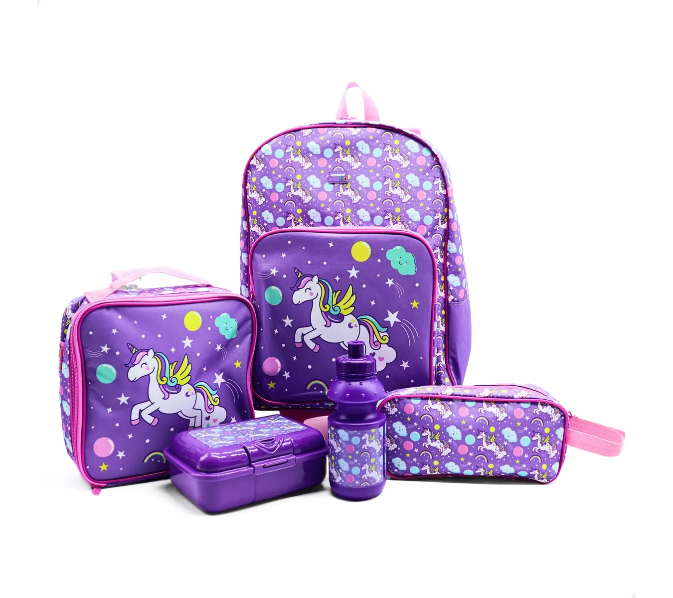 ML Mochila Escolar Kids Con Ruedas Set De 5 Piezas Infantil Unicornio Lonchera Con Porta Lunch