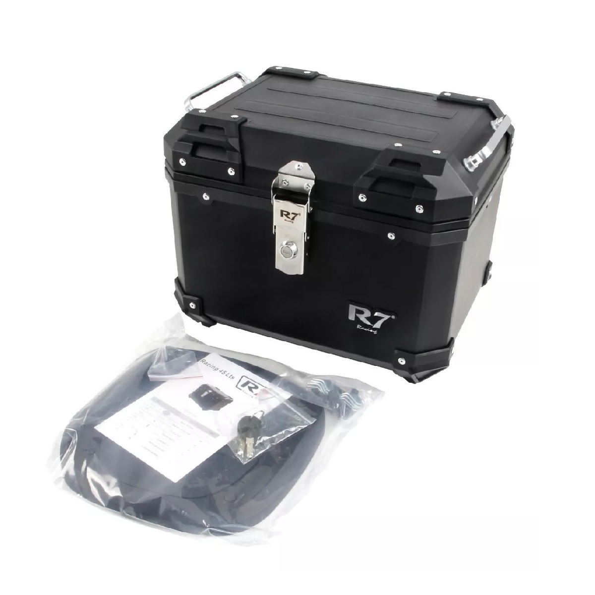 Baul Moto Khl Top Case Caja Acabado Aluminio Plástico ABS Negro.