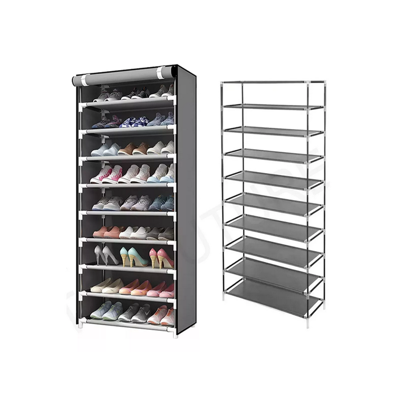 Zapatera 9 Niveles Armable Multiusos Antipolvo Organizador Color Gris.