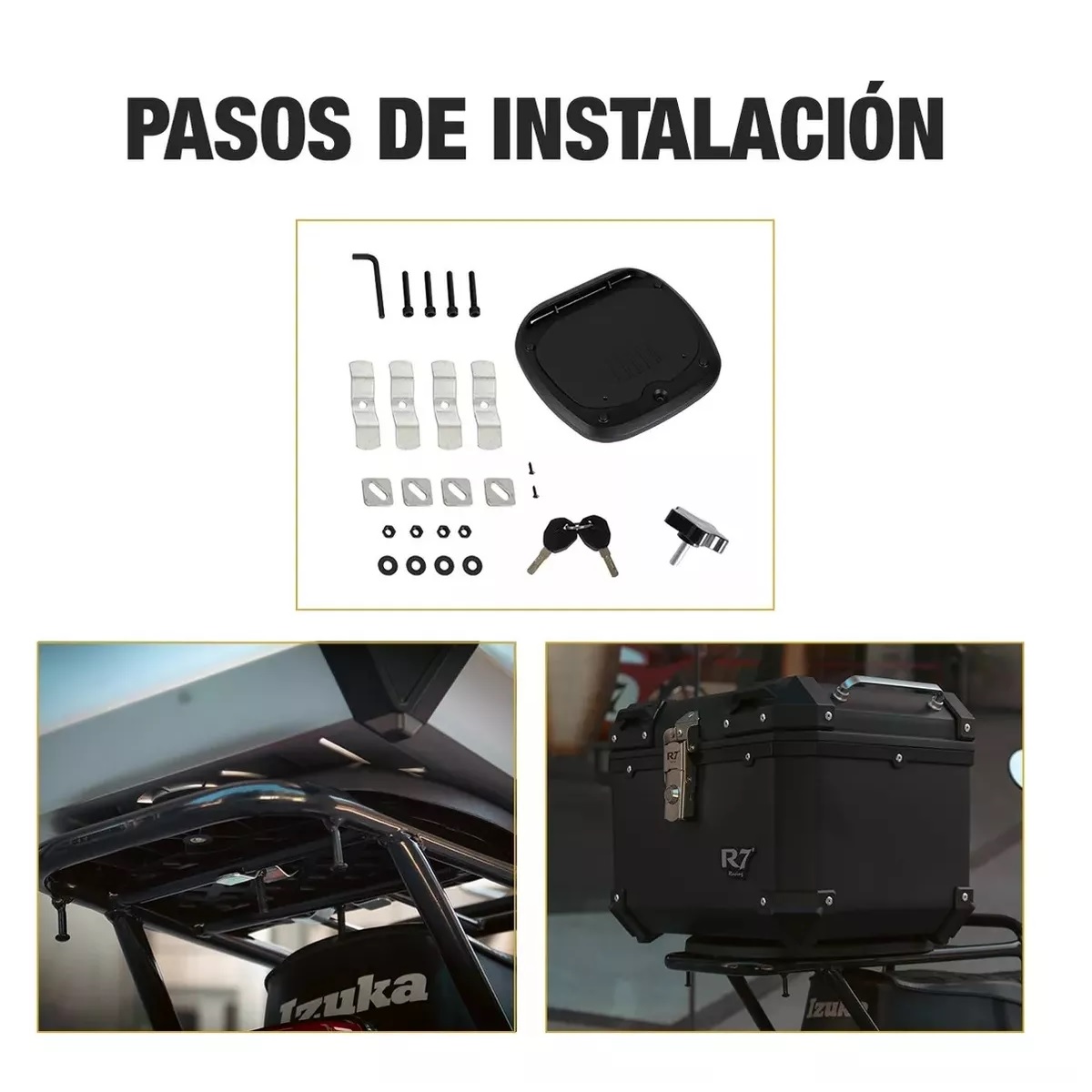 Baul Moto Khl Top Case Caja Acabado Aluminio Plástico ABS Negro.