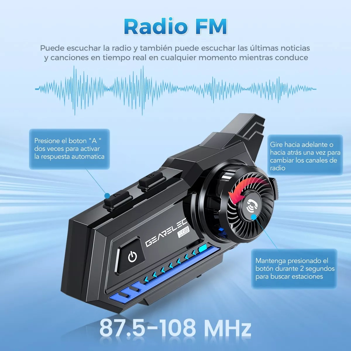 Audífonos Para Casco De Motos X5 Bluetooth Fm Impermeables.