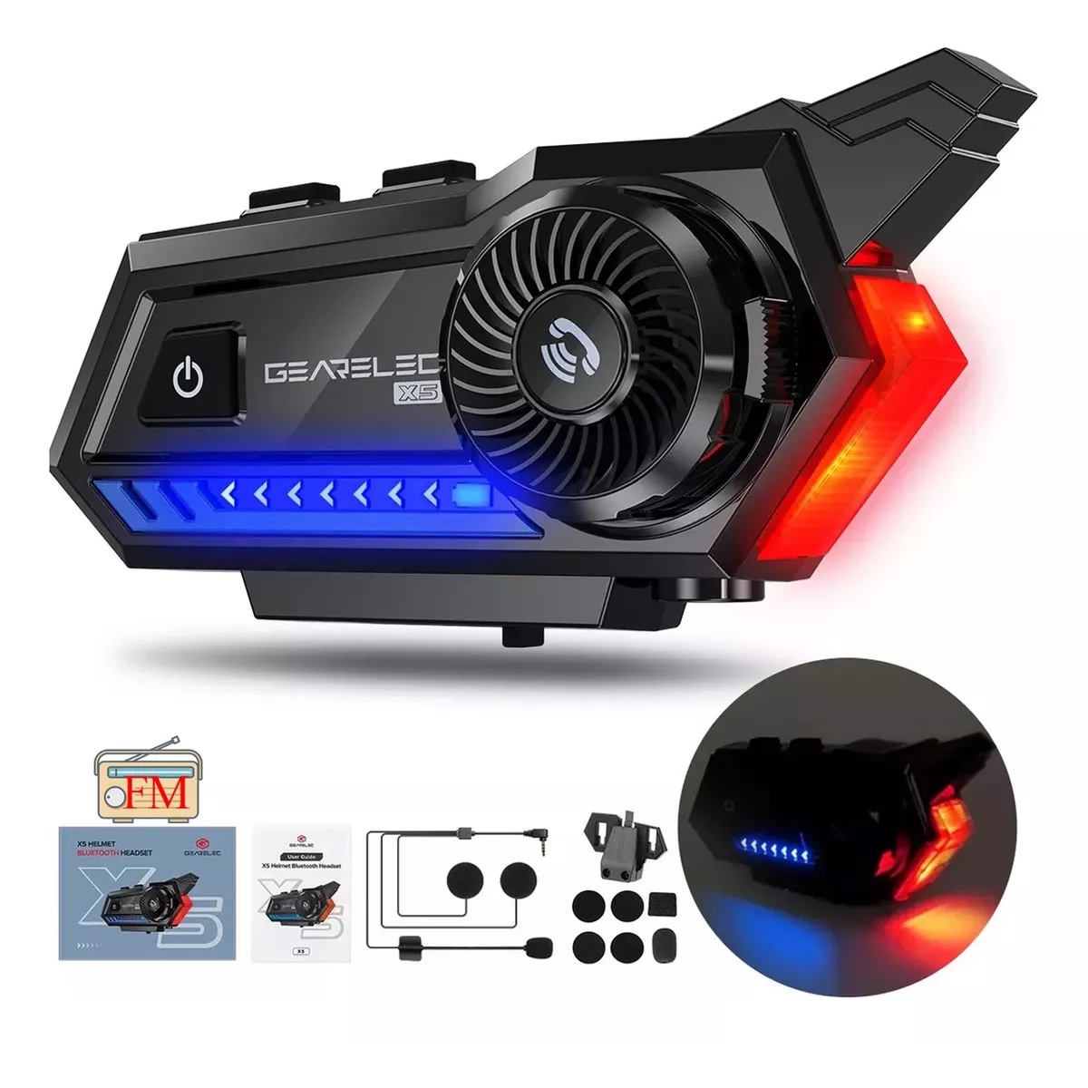 Audífonos Para Casco De Motos X5 Bluetooth Fm Impermeables.