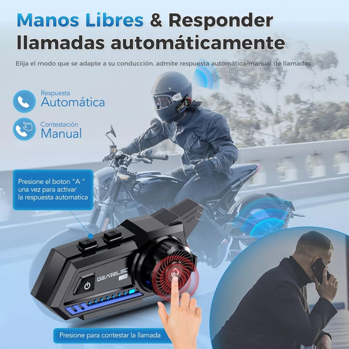 Audífonos Para Casco De Motos X5 Bluetooth Fm Impermeables.