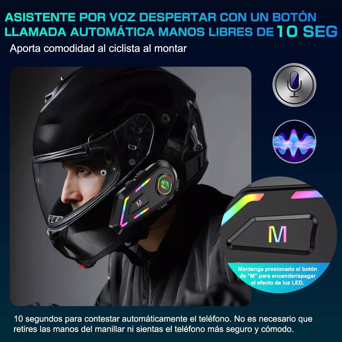 Audífonos Para Casco De Motos Bt5.4 Ipx6 Impermeable 2000mah Microfono Suave.