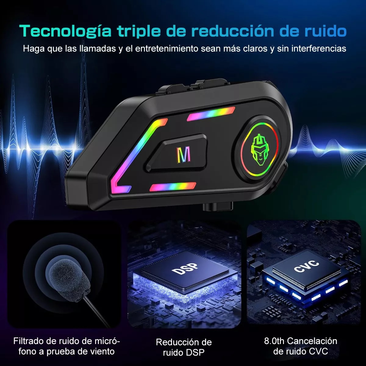 Audífonos Para Casco De Motos Bt5.4 Ipx6 Impermeable 2000mah Microfono Suave.