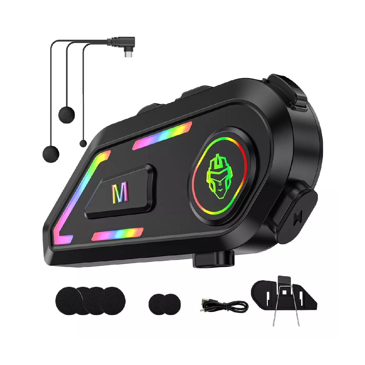 Audífonos Para Casco De Motos Bt5.4 Ipx6 Impermeable 2000mah Microfono Suave.