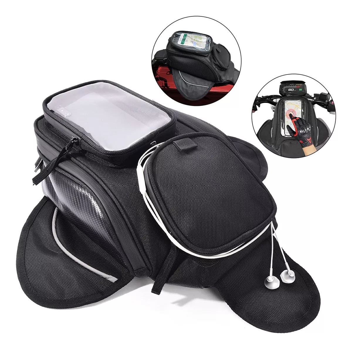 Bolsa De Depósito Mochila Para Moto Con Tanque Imanes Correa.