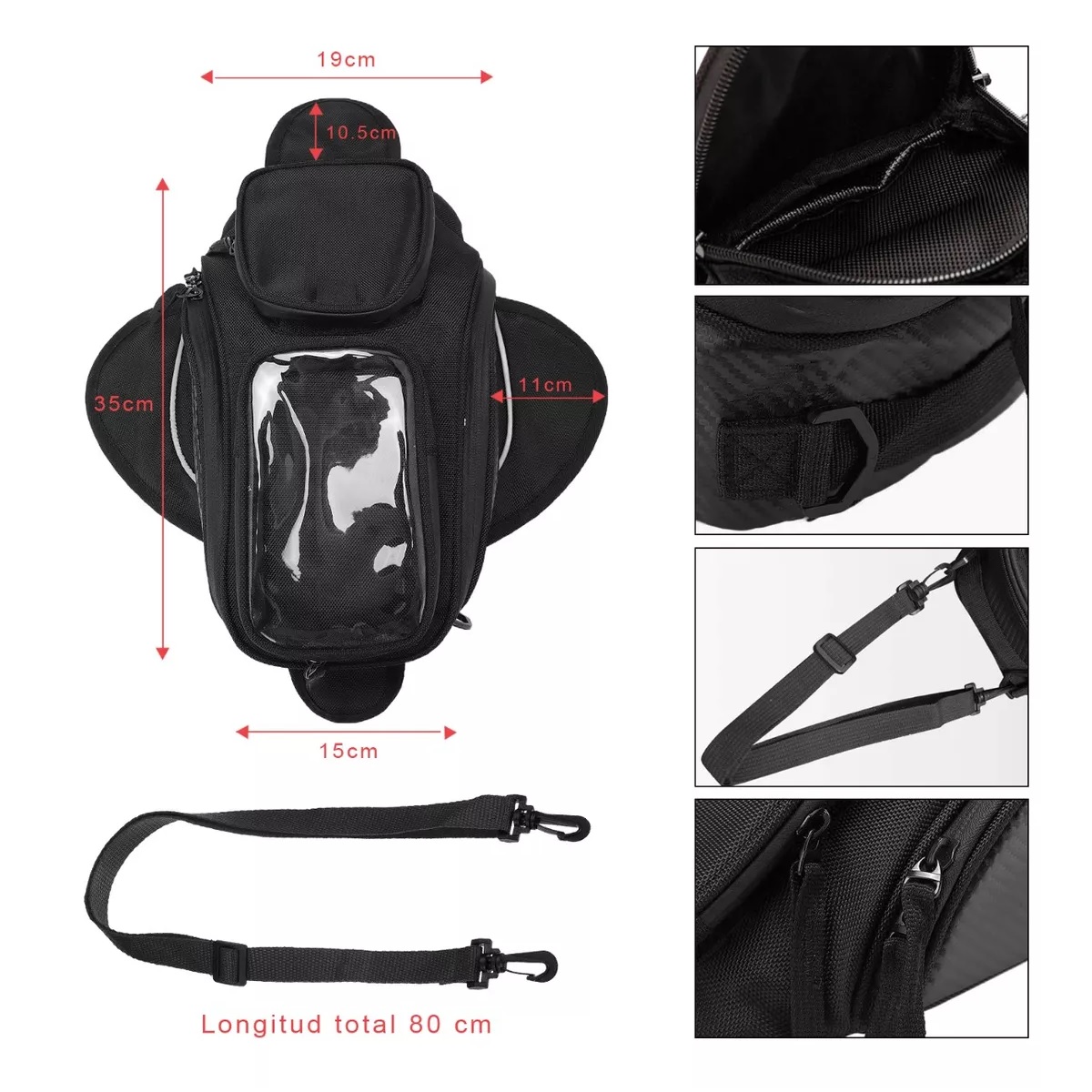 Bolsa De Depósito Mochila Para Moto Con Tanque Imanes Correa.