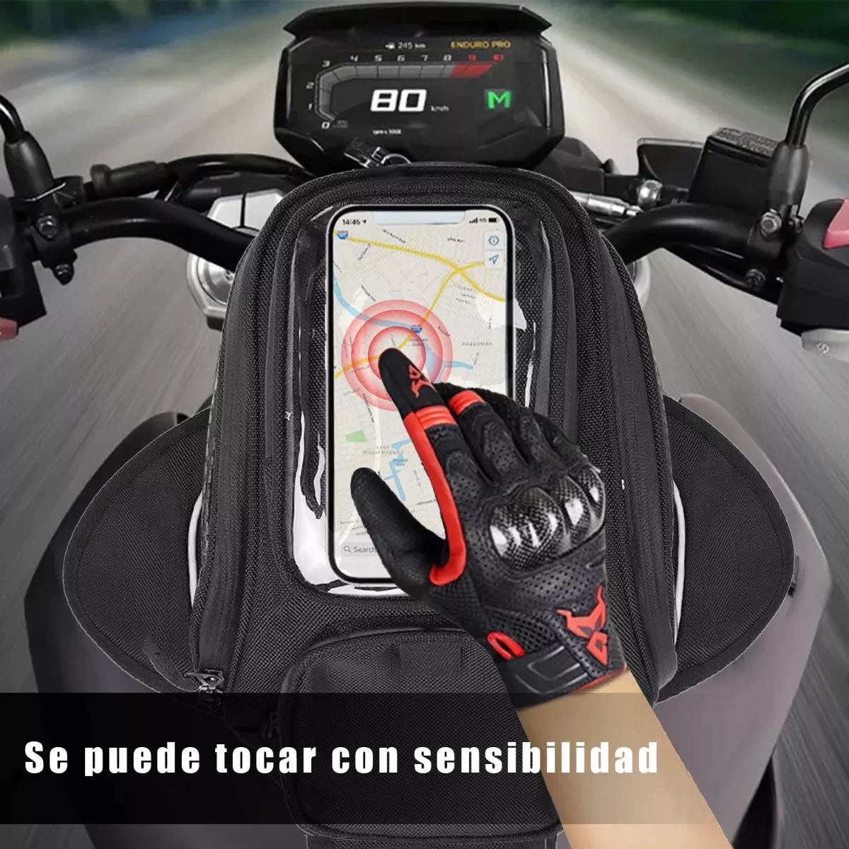 Bolsa De Depósito Mochila Para Moto Con Tanque Imanes Correa.