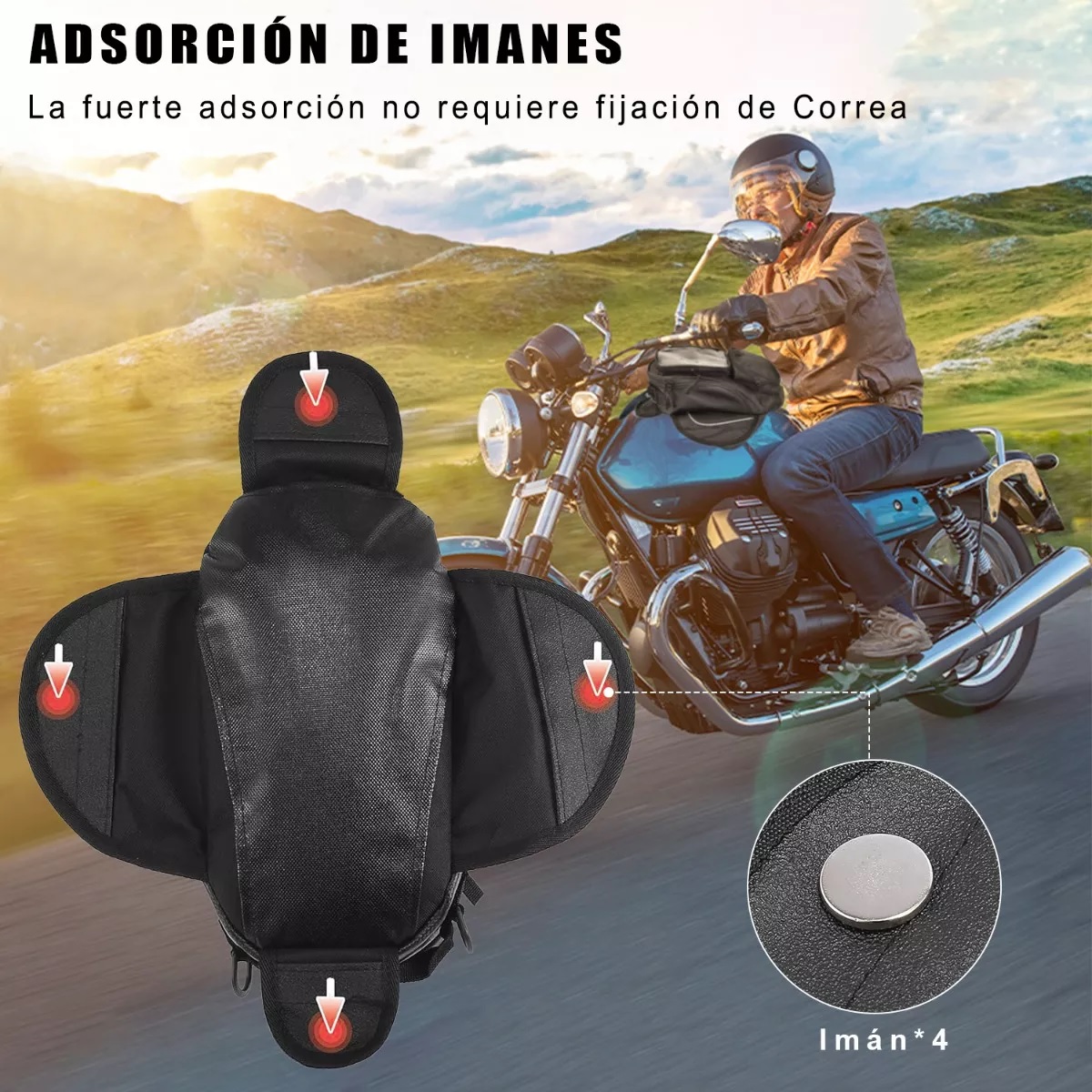 Bolsa De Deposito Mochila Para Moto Con Tanque Imanes Correa