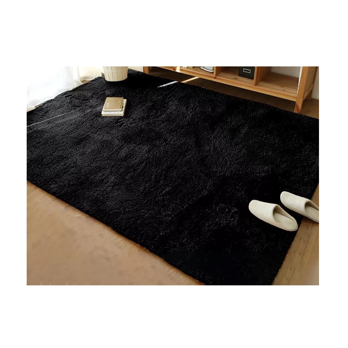 Alfombra Decorativa Sala De Estar Y Dormitorio Negro.