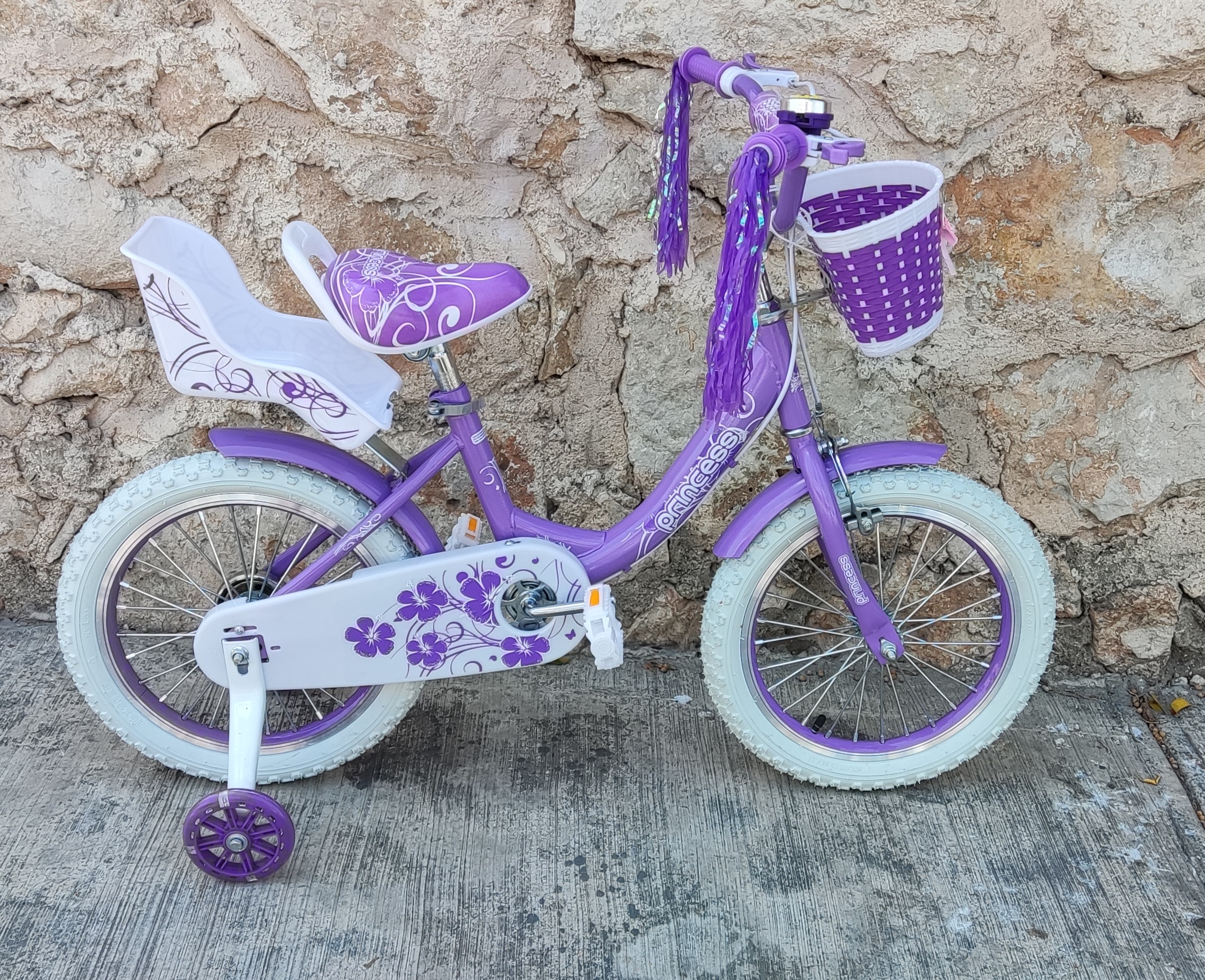 bicicleta para niña rodada 16 con canasta, porta-muñeca.