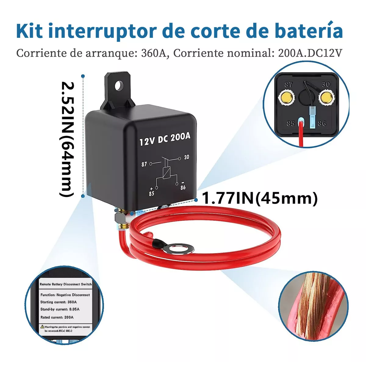 Interruptor De Desconexión De Batería Para Coche Dc 12v 200a.