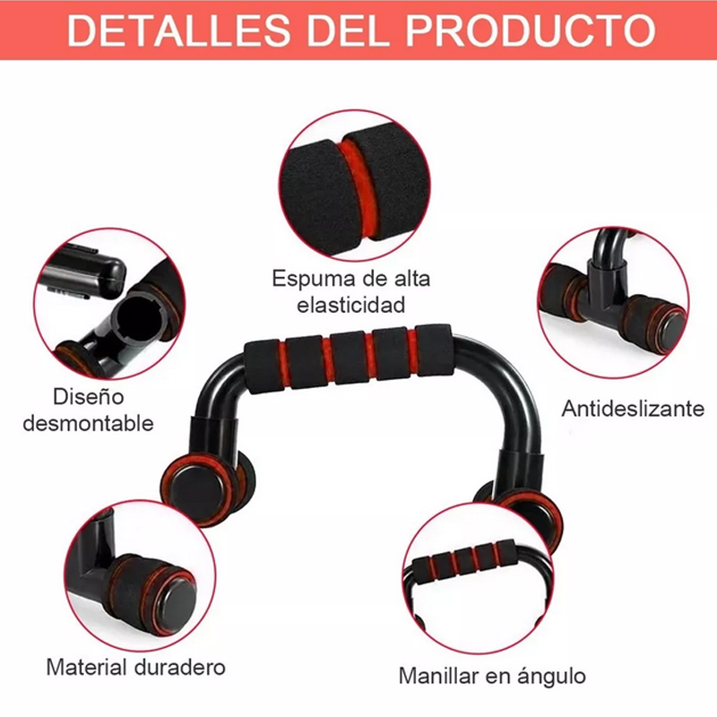 Kit Rodillo Abdominal Barras Push-up Cuerda Ejercitador Mano.