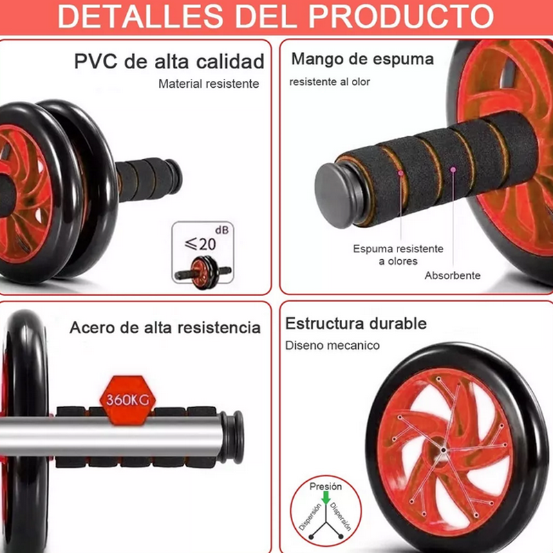 Kit Rodillo Abdominal Barras Push-up Cuerda Ejercitador Mano.