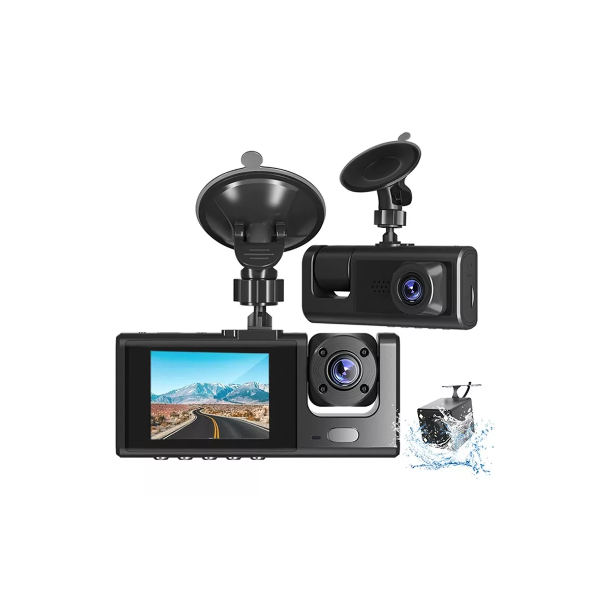 Cámara Para Automóvil Hd 1080p Dashcamera 3 En 1 Con Audio.