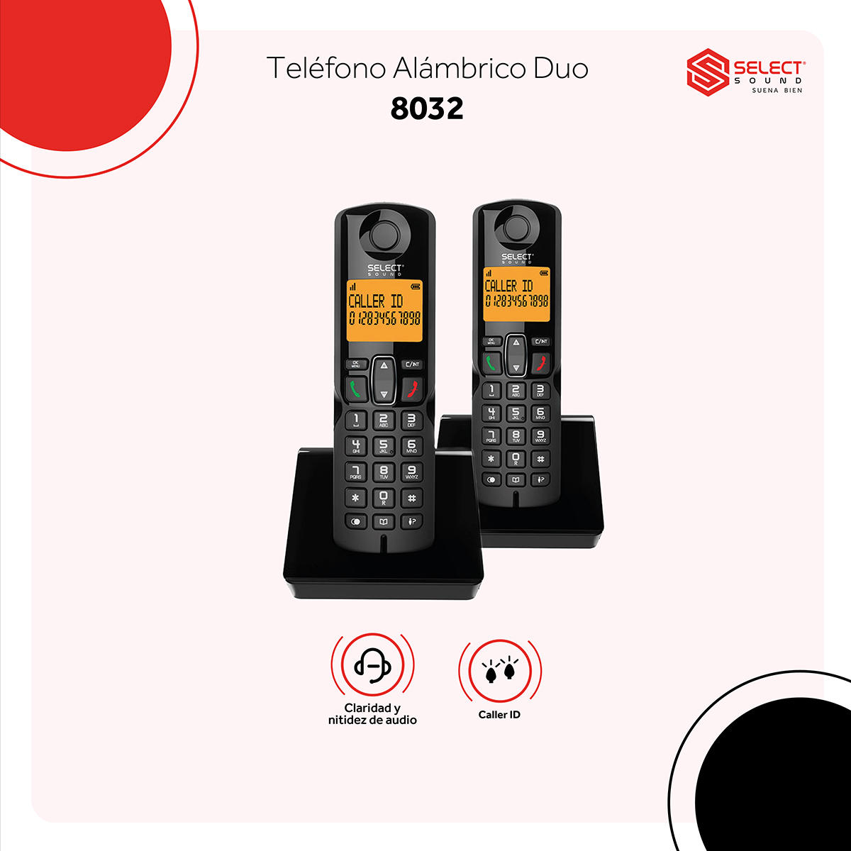 Télefono Inalámbrico Duo Select Sound Con Identificador 8032