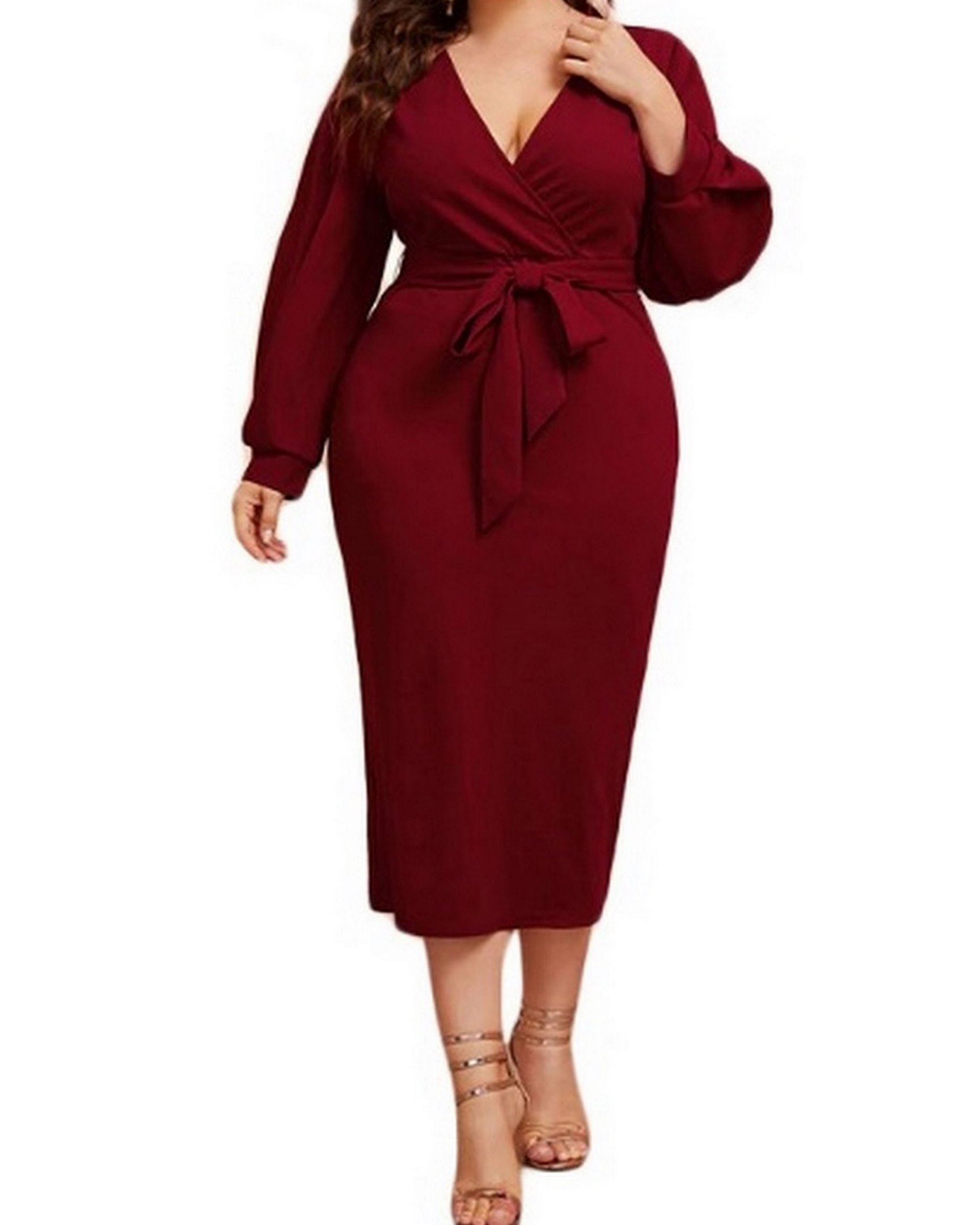 Vestido Dama Mujer Sexi Elegante C/Cinturón Talla Extra Plus