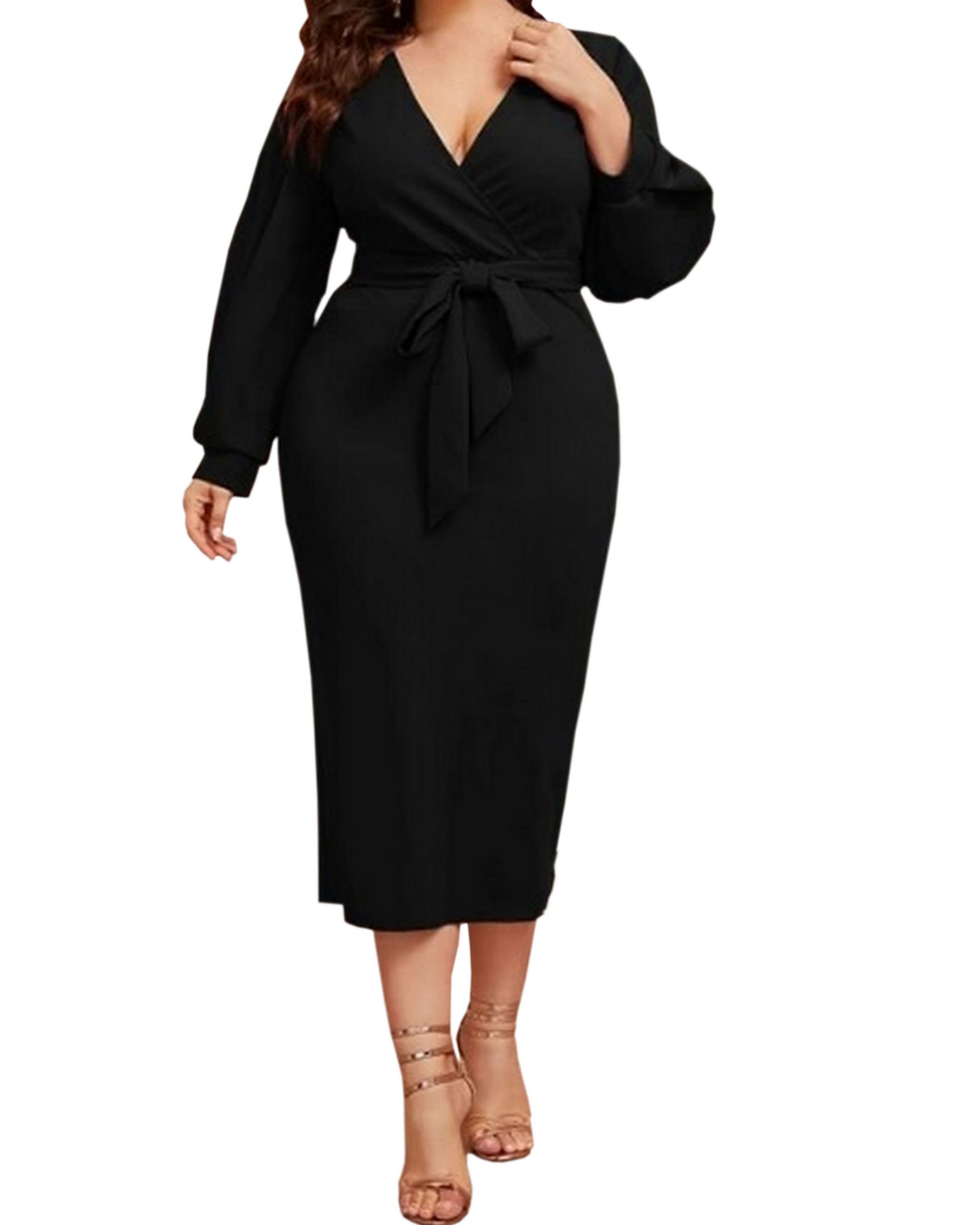 Vestido Dama Mujer Sexi Elegante C/Cinturón Talla Extra Plus