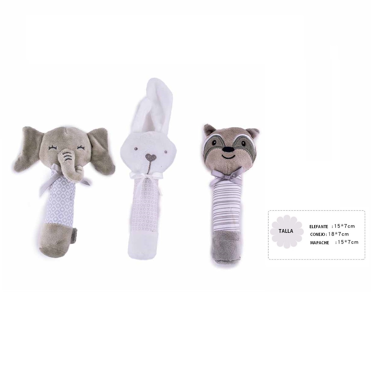 Set De 3 Sonajas Para Bebe Juguete Peluche Felpa Extra Suave
