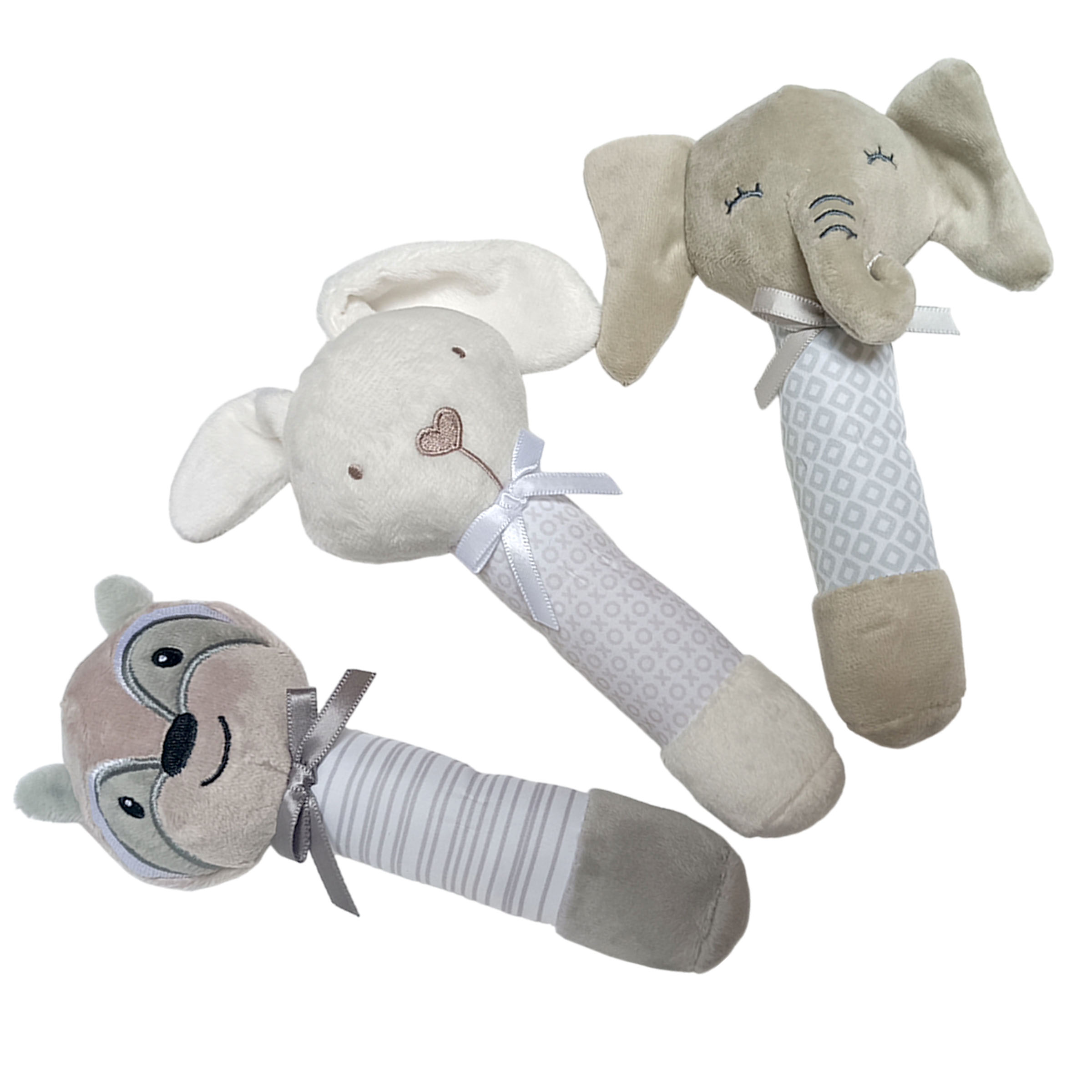 Set De 3 Sonajas Para Bebe Juguete Peluche Felpa Extra Suave