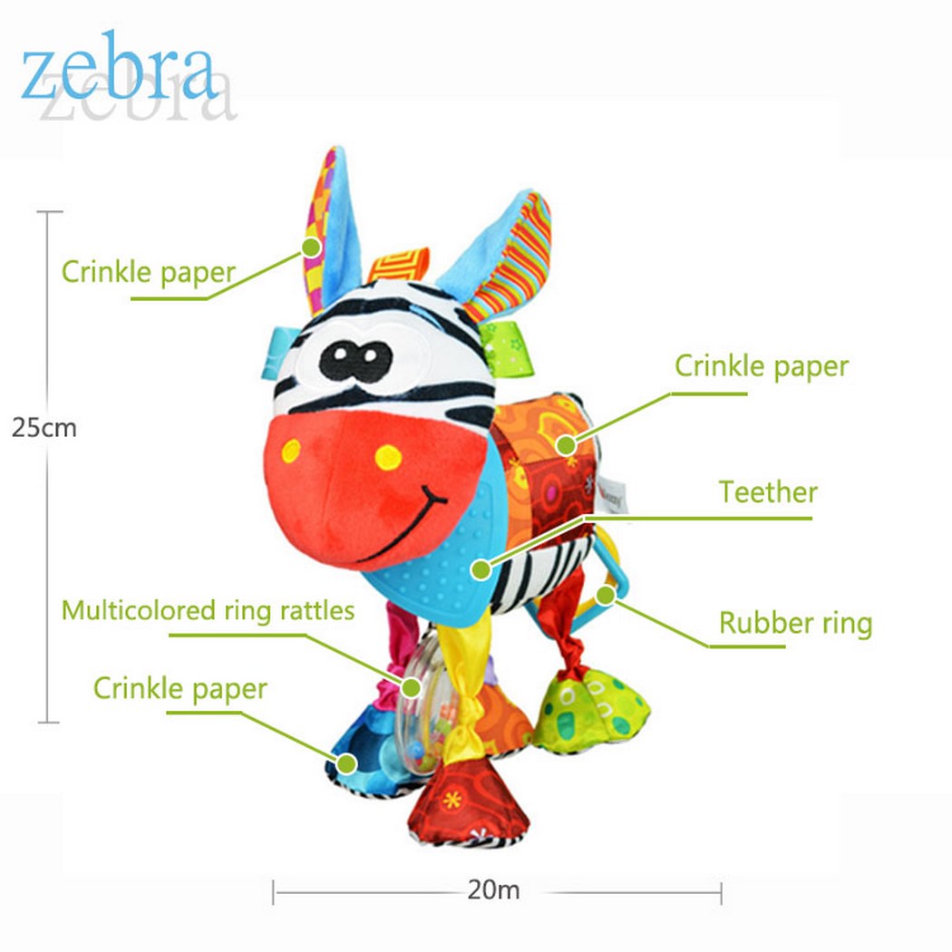 Juguete Peluche Niño Bebe Sonaja Y Mordedera Texturas Sozzy