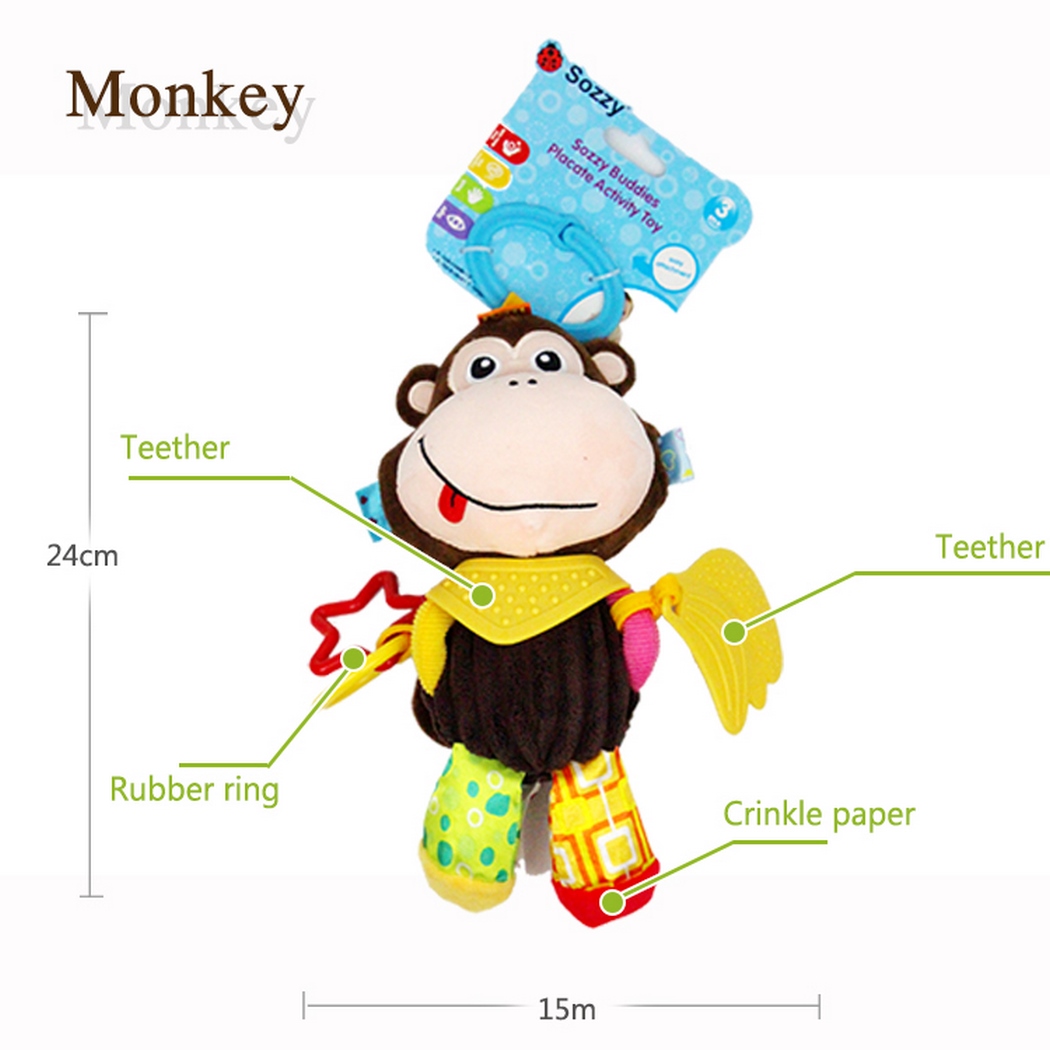 Juguete Peluche Niño Bebe Sonaja Y Mordedera Texturas Sozzy