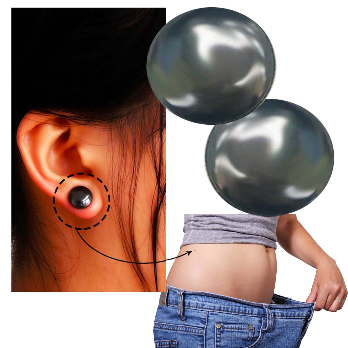 Aretes Magnético Para Adelgazar Perdida De Peso Acupuntura